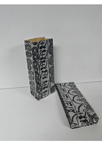 Renkli Desenli Kese Kağıdı Hediye Poşeti 8 x 20 x 5 cm 10 Adet Ç016