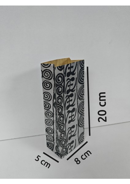 Renkli Desenli Kese Kağıdı Hediye Poşeti 8 x 20 x 5 cm 10 Adet Ç016