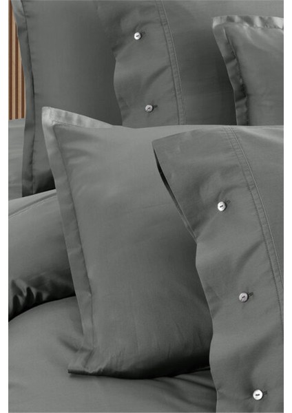 Monochrome Gray Pamuk Saten Çift Kişilik Tekli Nevresim