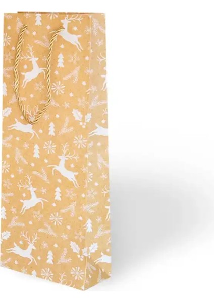 Yılbaşı Varak Baskılı Lüks Ipli Karton Çanta Noel Gold Detaylı 12 x 35 x 9 cm 1 Adet Ç031 fiyatları