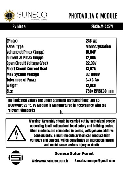 245 Watt Halfcut Monokristal Solar Güneş Paneli A Sınıf 12 Volt 205 230 watt