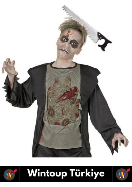 Parti Etkinlik Cadılar Bayramı Eğlenceli Kafaya Saplanan Kanlı Testere Halloween Gerçekçi Şaka Tacı modelleri