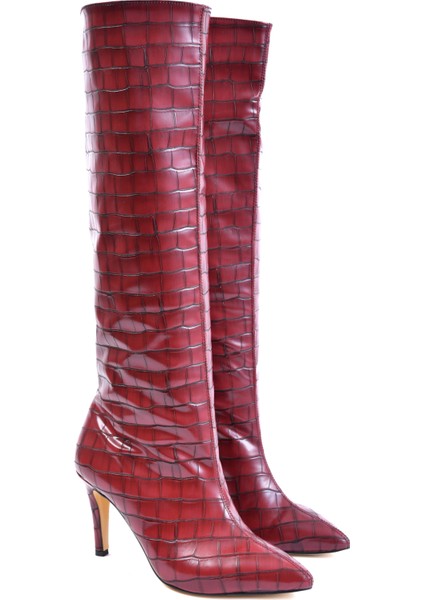 Shiny Bordo Croco Çizme fiyatları
