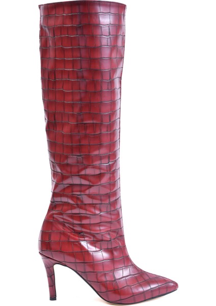Shiny Bordo Croco Çizme