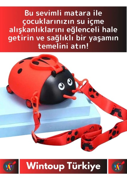 Premium Yüksek Kaliteli Sızdırmaz Su Matarası Sevimli Uğur Böceği Askılı Suluk Matara 550 ml modelleri