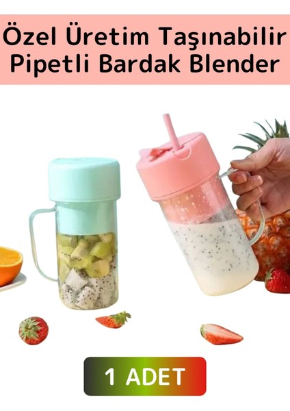 Taşınabilir Ev Iş Gündelik Kullanım Milkshake Meyve Sıkacağı USB Şarjlı Pipetli Bardak Blender 420ML
