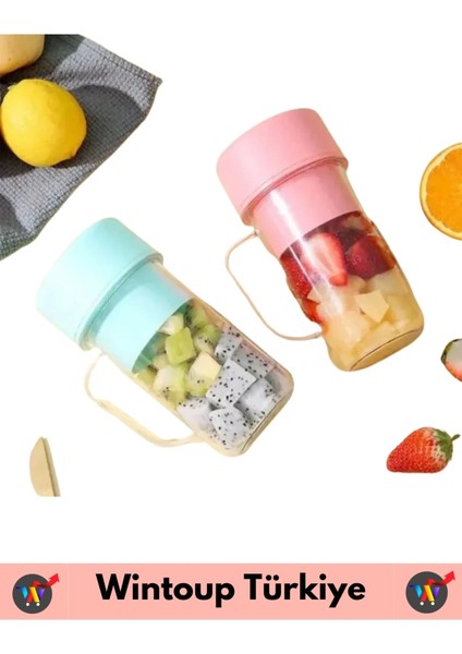 Taşınabilir Ev Iş Gündelik Kullanım Milkshake Meyve Sıkacağı USB Şarjlı Pipetli Bardak Blender 420ML