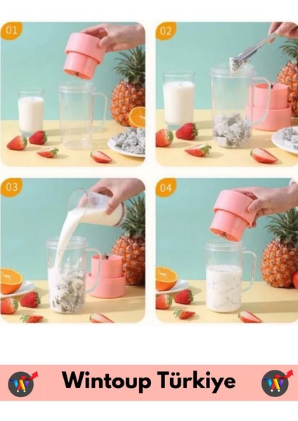 Taşınabilir Ev Iş Gündelik Kullanım Milkshake Meyve Sıkacağı USB Şarjlı Pipetli Bardak Blender 420ML