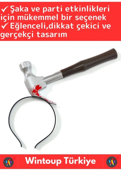 Premium Parti Etkinlik Cadılar Bayramı Eğlenceli Kafaya Saplanan Saplı Çekiç Gerçekçi Şaka Tacı 25CM fiyatları