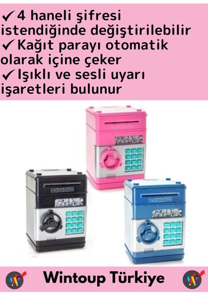 Özel Üretim Yüksek Kaliteli Değiştirilebilir Şifreli Kağıt Madeni Para Dekoratif Pilli Atm Kumbara fiyatları