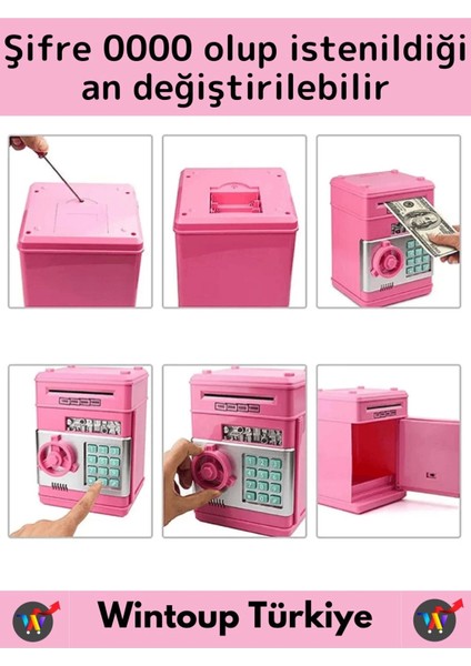 Özel Üretim Yüksek Kaliteli Değiştirilebilir Şifreli Kağıt Madeni Para Dekoratif Pilli Atm Kumbara modelleri