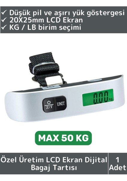 Premium Taşınabilir Seyahat Bavul Ağırlık Tartı Dijital LCD Ekran Kompakt Bagaj Tartısı Max 50 kg