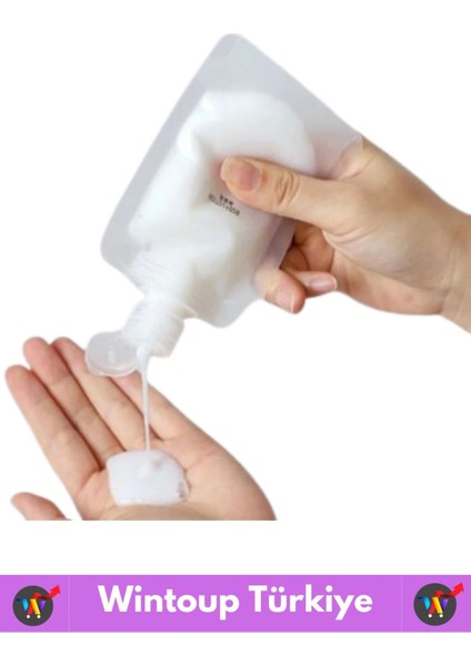 Seyahat Tipi Çanta Boy Sızdırmaz Yıkanıp Tekrar Kullanılabilir Krem Losyon Şampuan Kabı 100 ml 2ADET fırsatları
