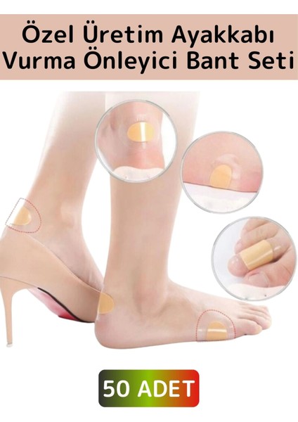 Özel Görünmez Ultra Ince Nefes Alabilir Su Geçirmez Ayakkabı Topuk Parmak Vurma Önleyici Bant 50'li