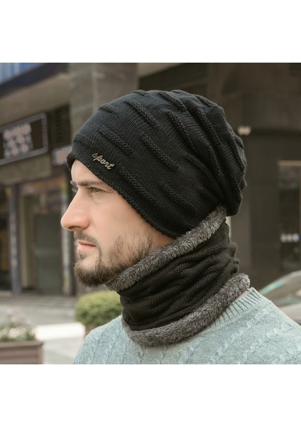 Şapka Erkek Yeni Sonbahar ve Kış Kadife Kalınlaşmış Sıcak Örme Şapka Kış Avrupa ve Amerikan Yün Şapka Açık Hava Şapkası (Yurt Dışından)