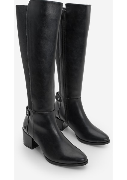 Kadın Fermuarlı Günlük Klasik Topuklu Çizme Aret Siyah indirimleri