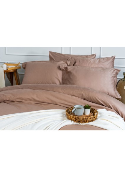 Monaco Heritage Mocha (240 Tc) Jakarlı Pamuk Saten Çift Kişilik Nevresim Takımı