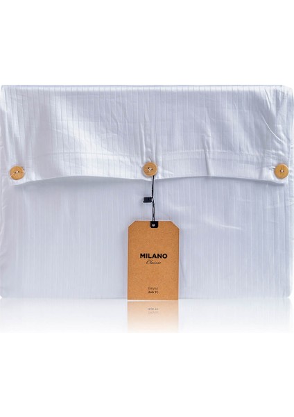 Milano Classic Royal Beyaz (240 Tc) Armürlü Pamuk Saten King Size Nevresim Takımı