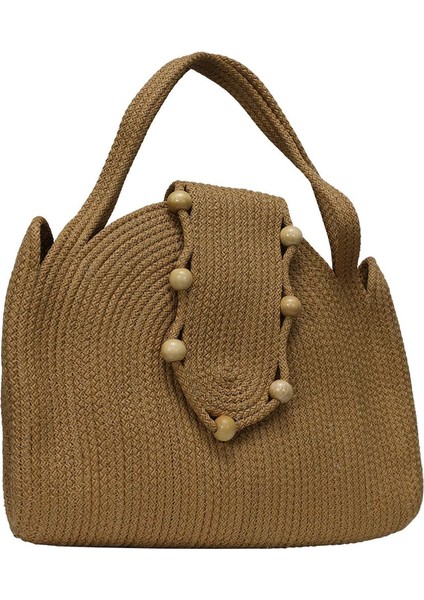 El Işçiliği Hasır Jüt Kol Çantası 45*38 cm - 6137