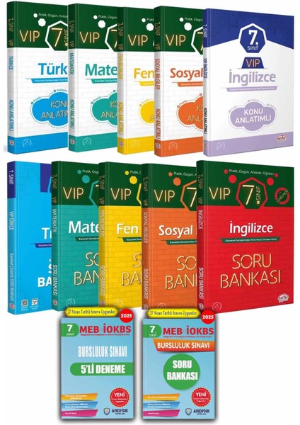 7. Sınıf Tüm Dersler Konu Anlatımı ve Soru Bankası Seti + Bursluluk Sınav Seti