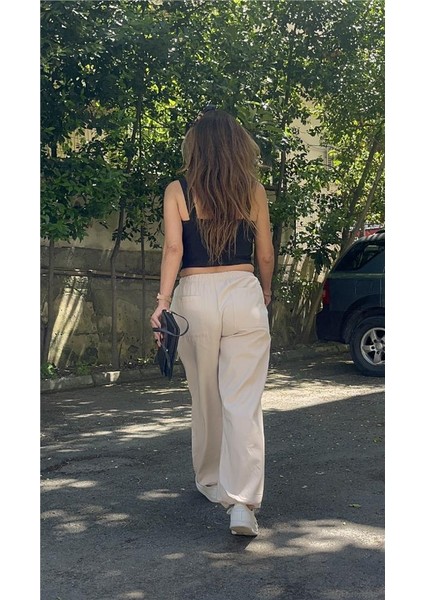 Paçası Beli Lastikli Gabardin Pantolon indirimleri