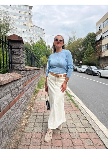 Yüksek Bel Midi Etek