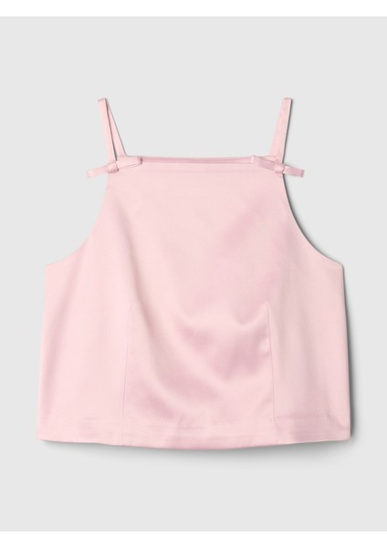 Kadın Pembe Kare Yaka Saten Bluz