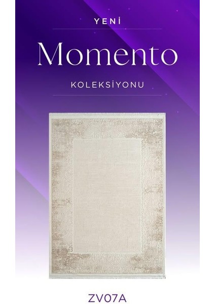 Momento ZV07A Krem Vizon Akrilik Yumuşak Dokulu Retro Motifli Halı fiyatları