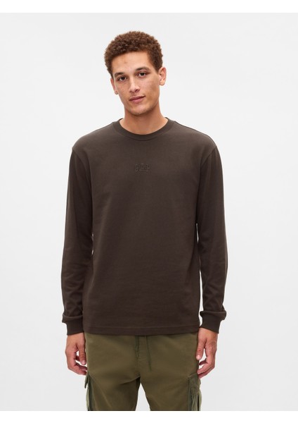Erkek Kahverengi Gap Logo Heavyweight T-Shirt