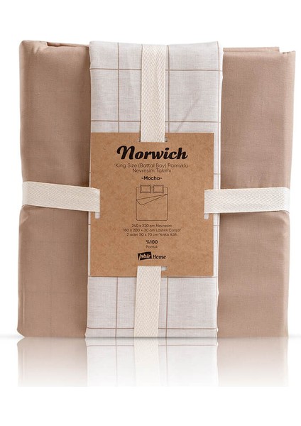 Norwich Mocha Pamuk King Size Nevresim Takımı