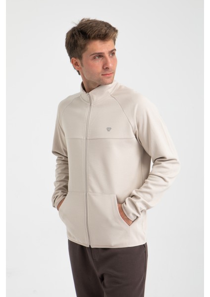 Fermuarlı Interlok Baskılı Erkek Sweat