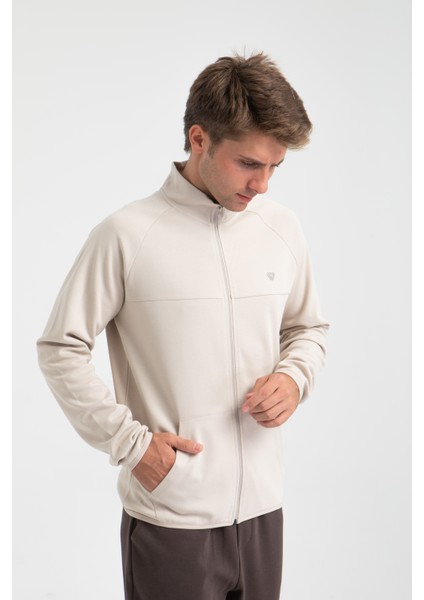 Fermuarlı Interlok Baskılı Erkek Sweat
