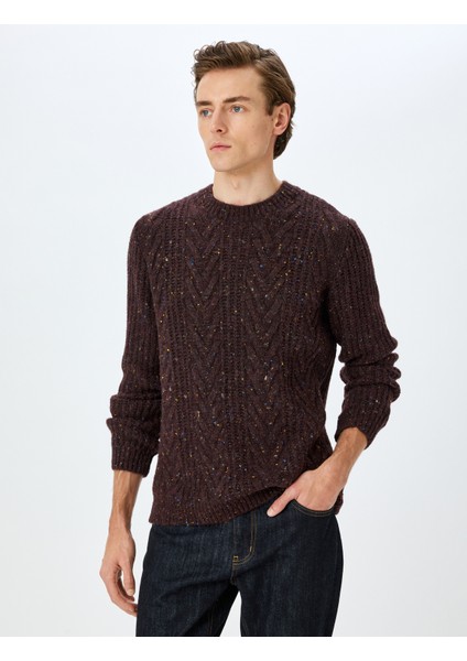 Bisiklet Yaka Uzun Kollu Dokulu Triko Kazak fiyatları