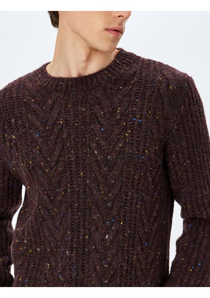 Bisiklet Yaka Uzun Kollu Dokulu Triko Kazak indirimleri