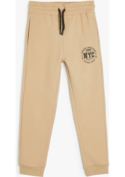 Beli Lastikli Baskılı Jogger Eşofman Altı