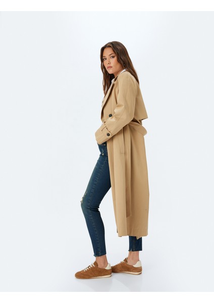 Yüksek Bel Skinny Fit Dar Paça Cepli Düğmeli Kot Pantolon - Skinny Fit Jean