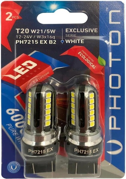 T20 W21/5W Exclusıve 12V-24V Led(2'li Blister)