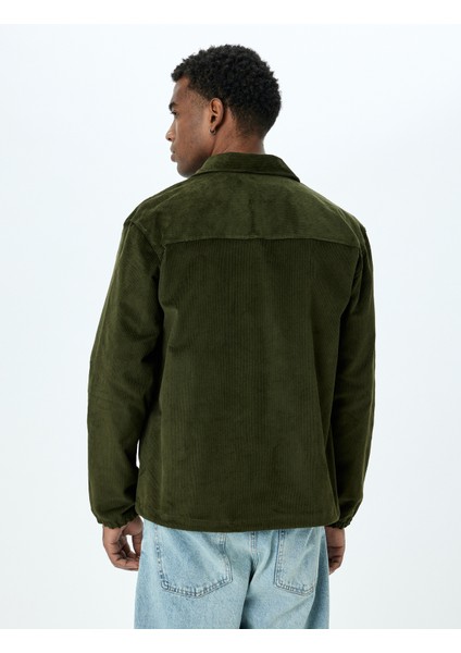 Düğmeli Uzun Kollu Gömlek Yaka Fitilli Kadife Ceket fırsatları