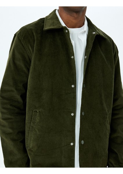 Düğmeli Uzun Kollu Gömlek Yaka Fitilli Kadife Ceket indirimleri