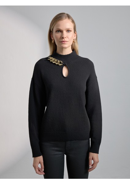 Kadın Triko Kazak-Siyah