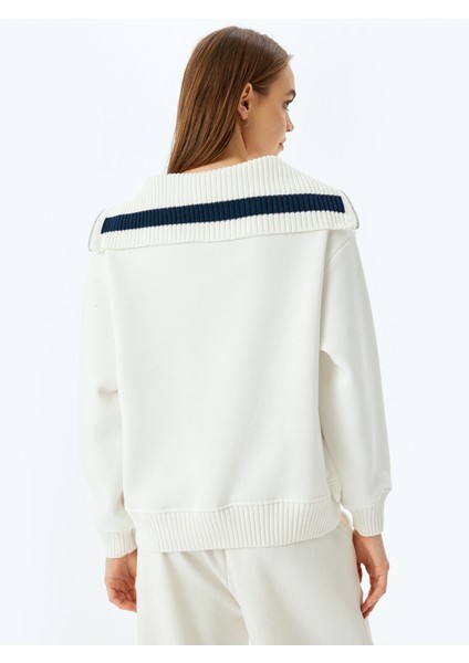Yarım Fermuarlı Baskılı Oversize Kolej Sweatshirt fırsatları