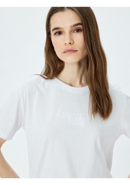 Pamuklu Bisiklet Yaka Kısa Kollu Basic T-Shirt fiyatları