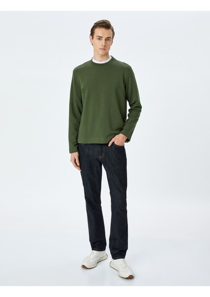 Uzun Kollu Pamuklu Dikiş Detaylı Bisiklet Yaka Sweatshirt fiyatları