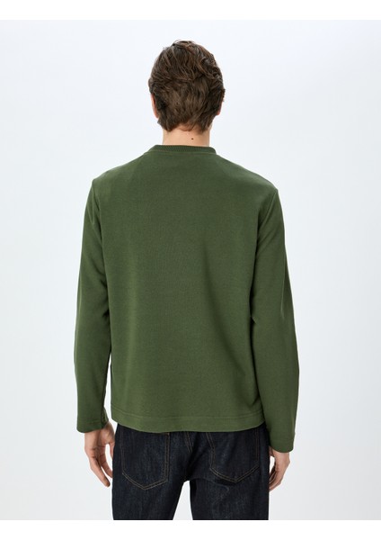 Uzun Kollu Pamuklu Dikiş Detaylı Bisiklet Yaka Sweatshirt fırsatları