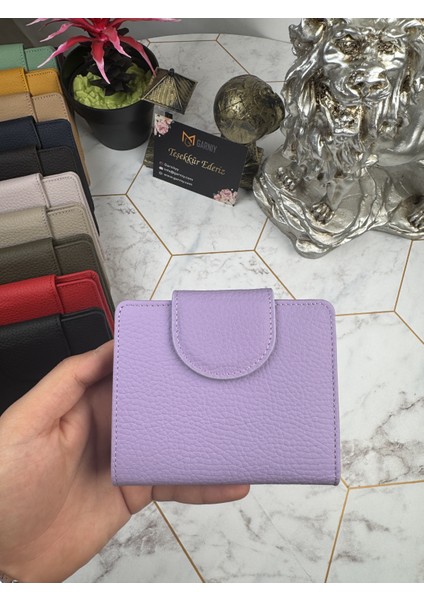 Bozuk Para Bölmeli Çıtçıtlı Şık Deri Lila Kadın Cüzdan 38718