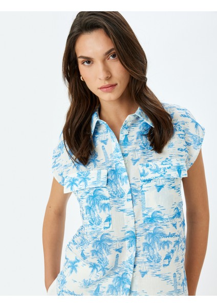 Klasik Yaka Çift Cepli Kolsuz Bakılı Gömlek