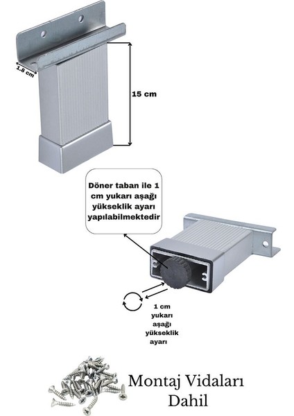15 cm Çizgili Alüminyum U Geçme Ayak 20 x 45 mm Matkrom fiyatları
