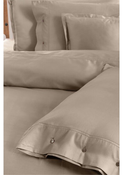 Monochrome Natural Beige Pamuk Saten Çift Kişilik Tekli Nevresim