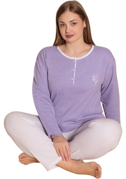 Kadın Battal 2 Iplik Uzun Kol Pijama Takımı 301786