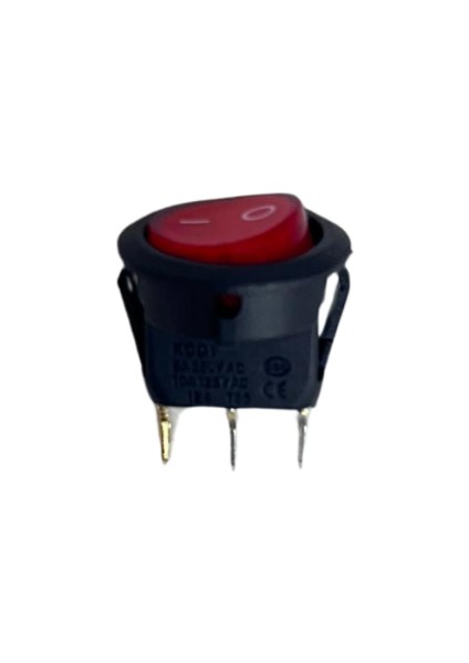 Yuvarlak On-Off Işıklı Anahtar 3 Pin Switch (10 Adet)